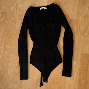 Abercrombie and Fitch Knit Black Long Sleeve Bodysuit